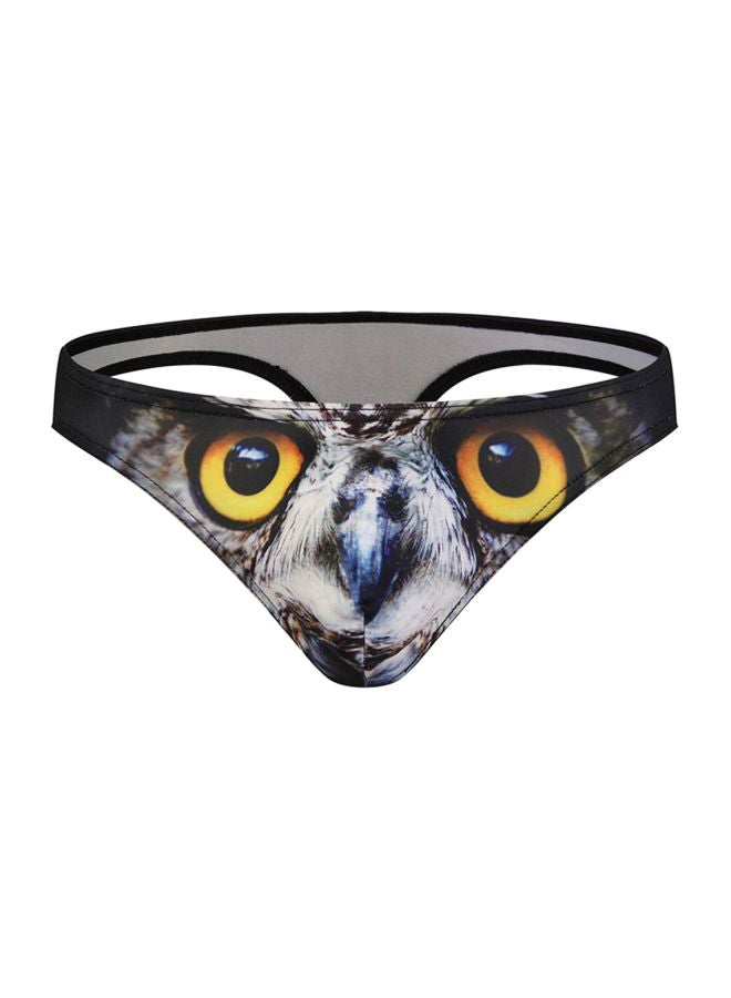 Generic 3D Animal Printed Low Rise G-String Black/White/Yellow 