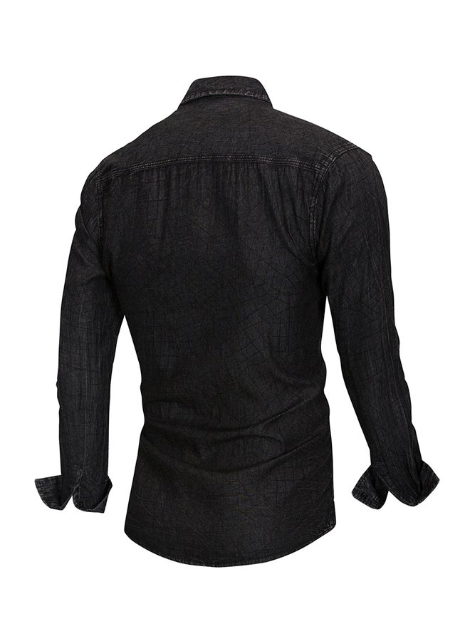 Turn-Down Collar Casual Shirt Black  - Image 2
