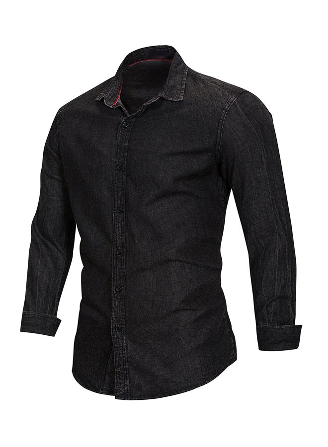 Turn-Down Collar Casual Shirt Black  - Image 3