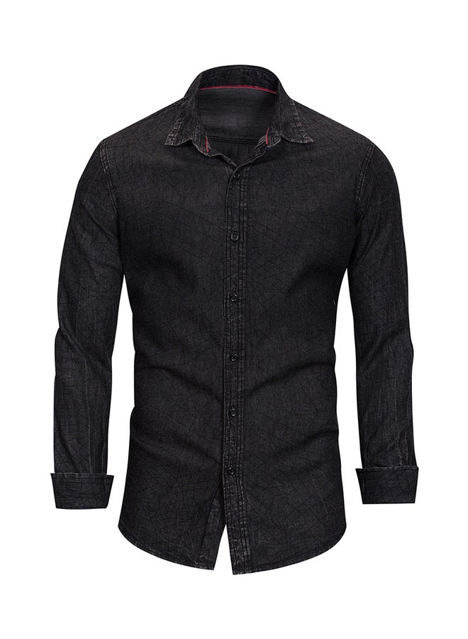 Turn-Down Collar Casual Shirt Black  - Image 1