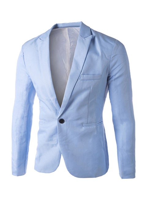 Solid Pattern Casual Blazer Sky Blue