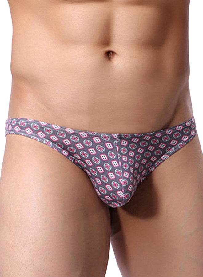 Floral Printed Low-Rise Briefs Grey/Red/White 