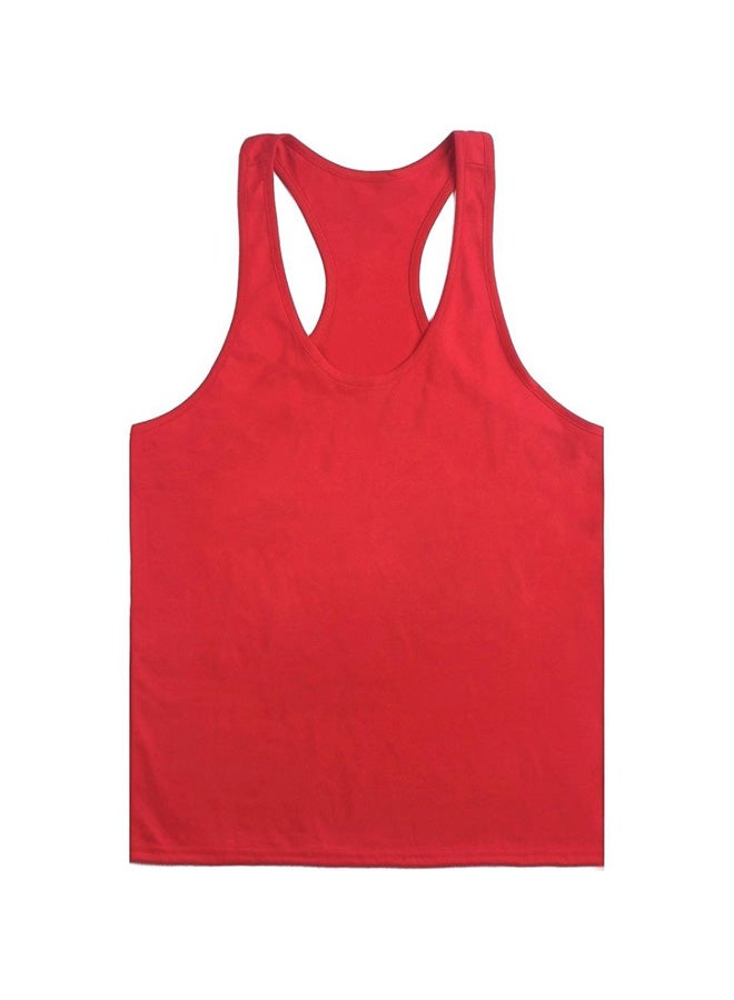 Solid Pattern Round Neck Vest Red  - Image 3