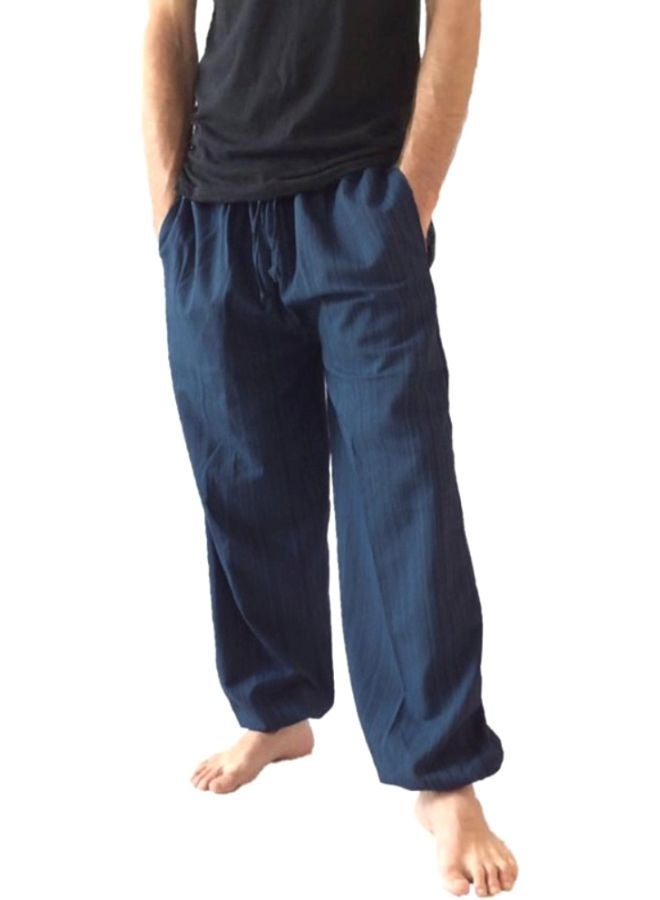 Solid Wide Leg Trousers Blue - Image 3