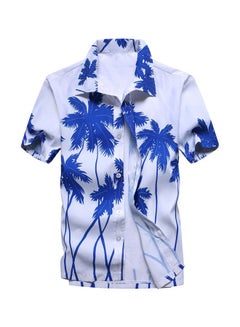 Generic Tree Printed Short Sleeves Shirt White/Blue 