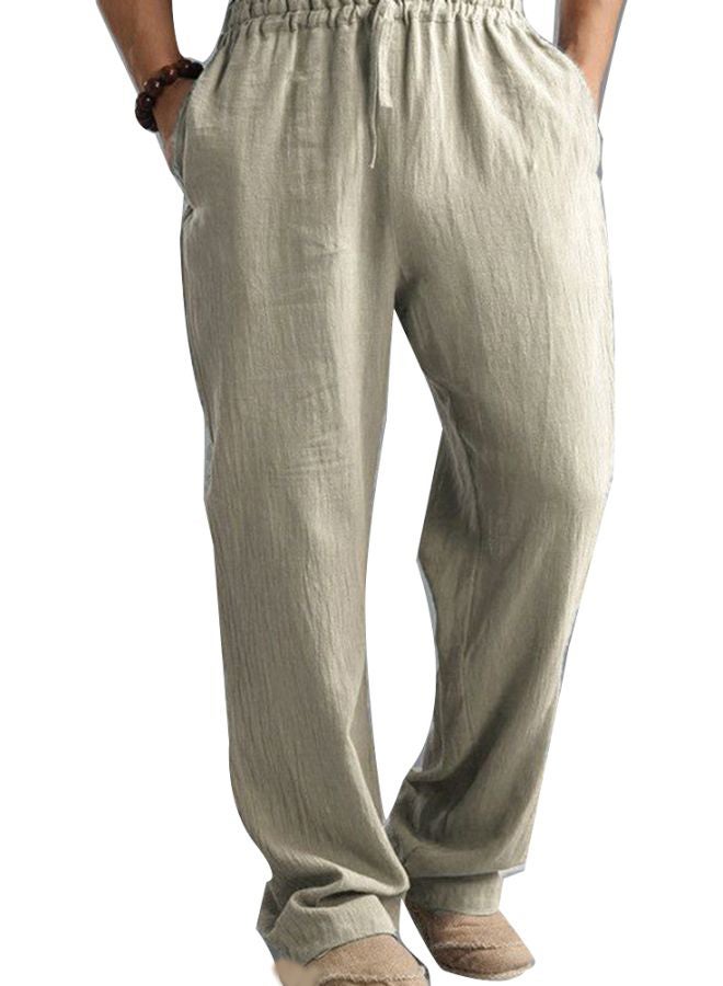 Solid Mid Rise Trousers Apricot
