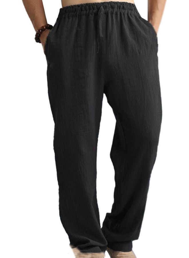Solid Mid Rise Trousers Black