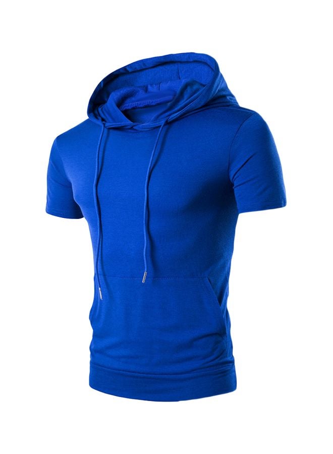 Solid Pocket Detail Hoodie Dark Blue 