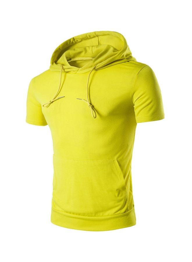 Solid Pocket Detail Hoodie Yellow 