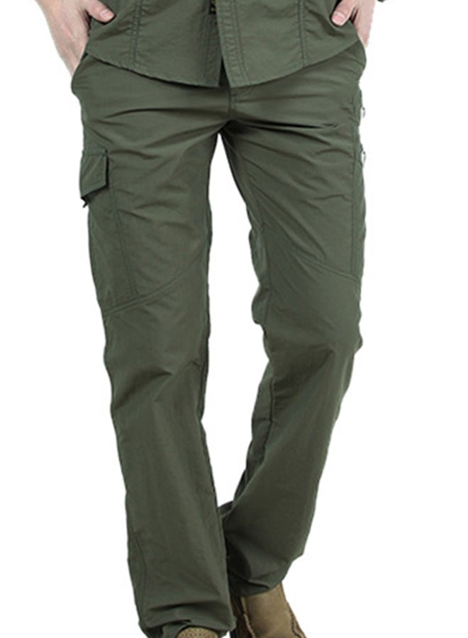 بنطال تكتيكي سادة بجيوب متعددة اللون الأخضر العسكري
