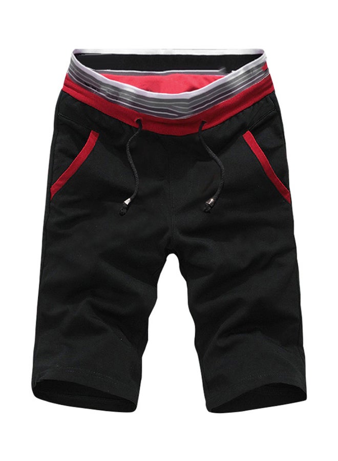 Solid Drawstring Shorts Black/Red - v1608015339/N42813782V_1