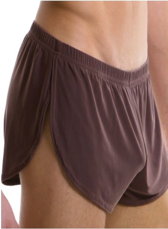 Solid Side Slit Shorts Coffee - Image 1