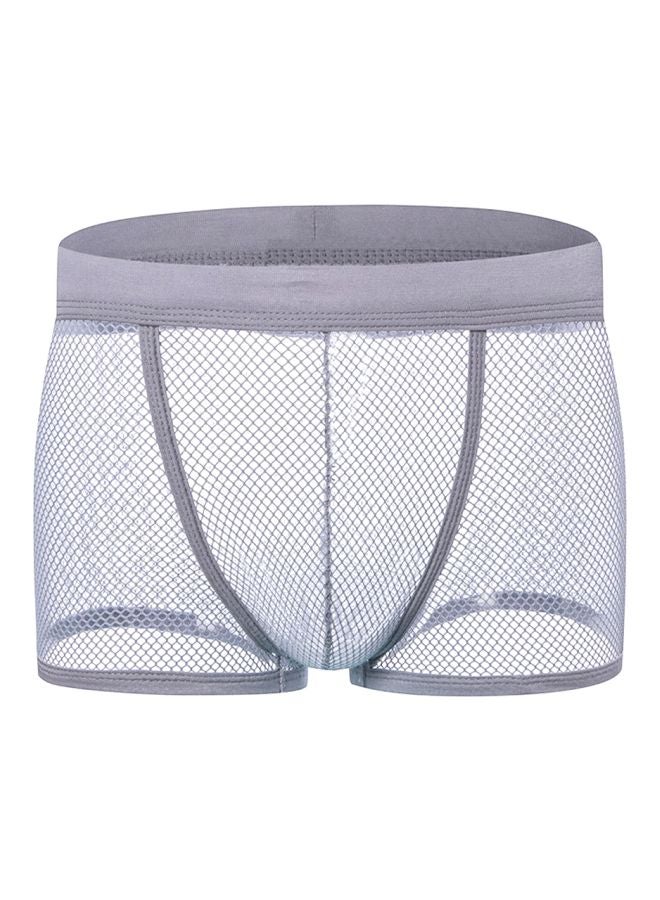 سروال داخلي سادة من القماش الشبكي رمادي