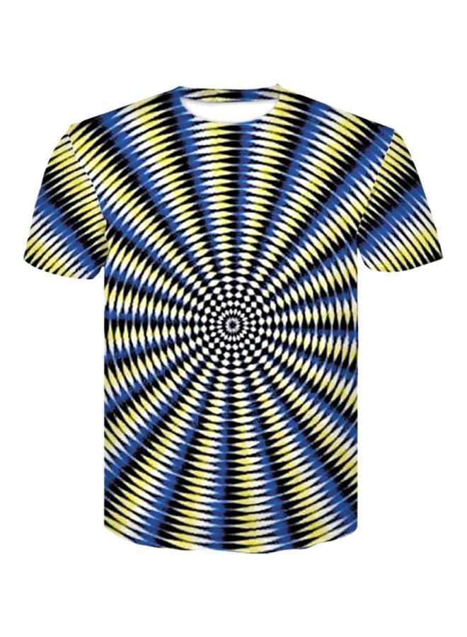 Generic - 3D Hypnotic Printed T-Shirt Black/Blue/Yellow - Image 1