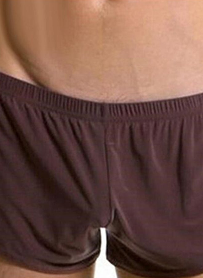 Solid Side Slit Shorts Coffee - Image 2