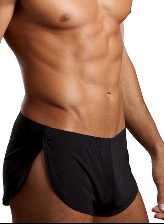 Solid Side Slit Shorts Black  - Image 1