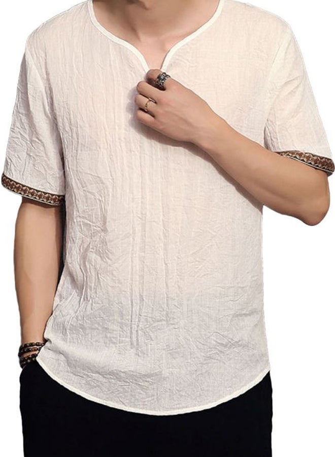 Patchwork Detailed T-Shirt White  - Image 1