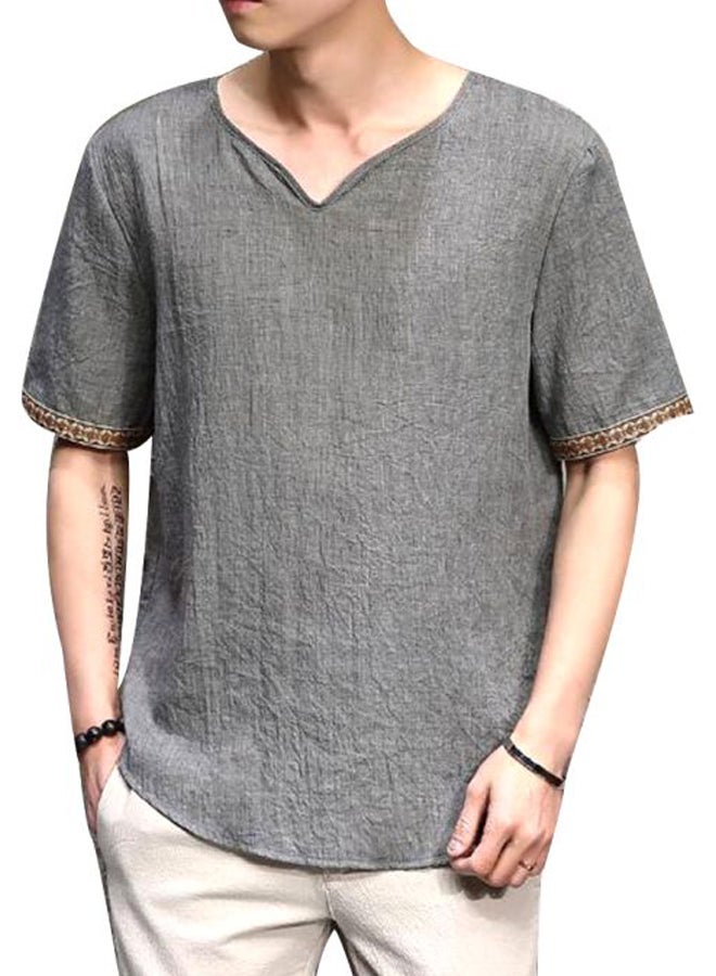 Patchwork Detailed T-Shirt Grey 