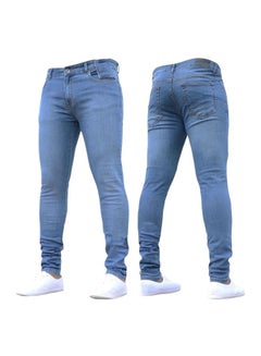 Generic Solid Skinny Fit Jeans Light Blue  - Image 2