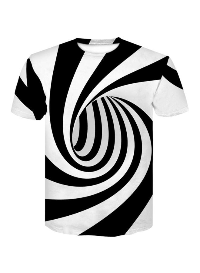 3D Hypnotic Printed T-Shirt White/Black  - Image 1