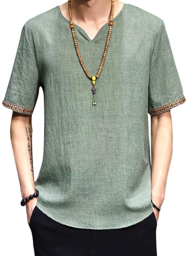 Patchwork Detailed T-Shirt Green 2 