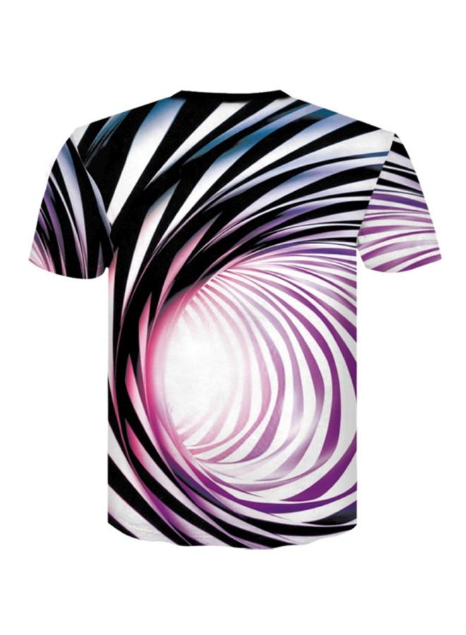 3D Hypnotic Printed T-Shirt White/Black/Purple - Image 2