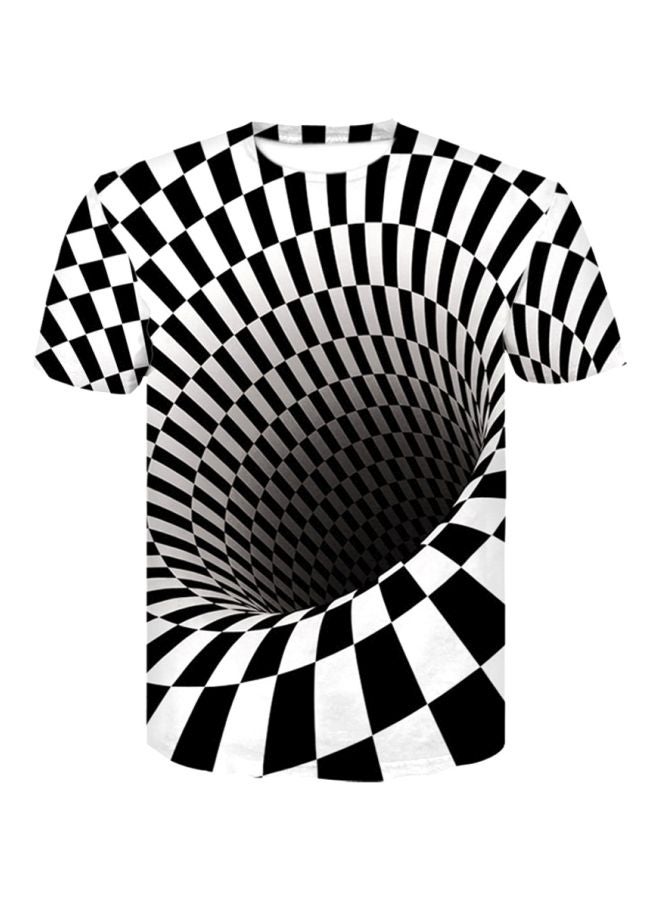3D Hypnotic Printed T-Shirt White/Black
