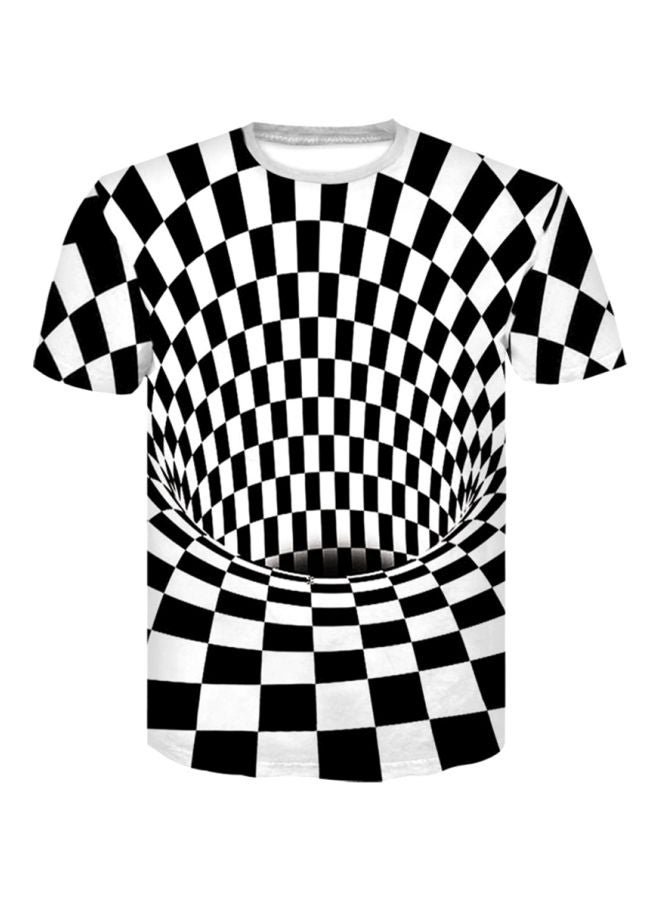 3D Hypnotic Printed T-Shirt White/Black