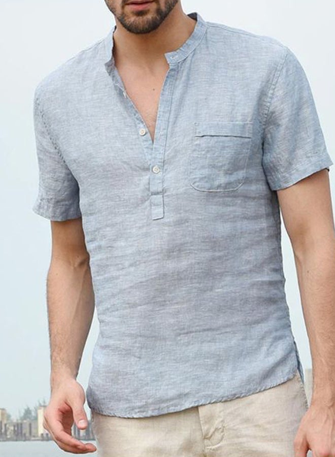 Patch Pocket Detailed T-Shirt Light Blue  - Image 2