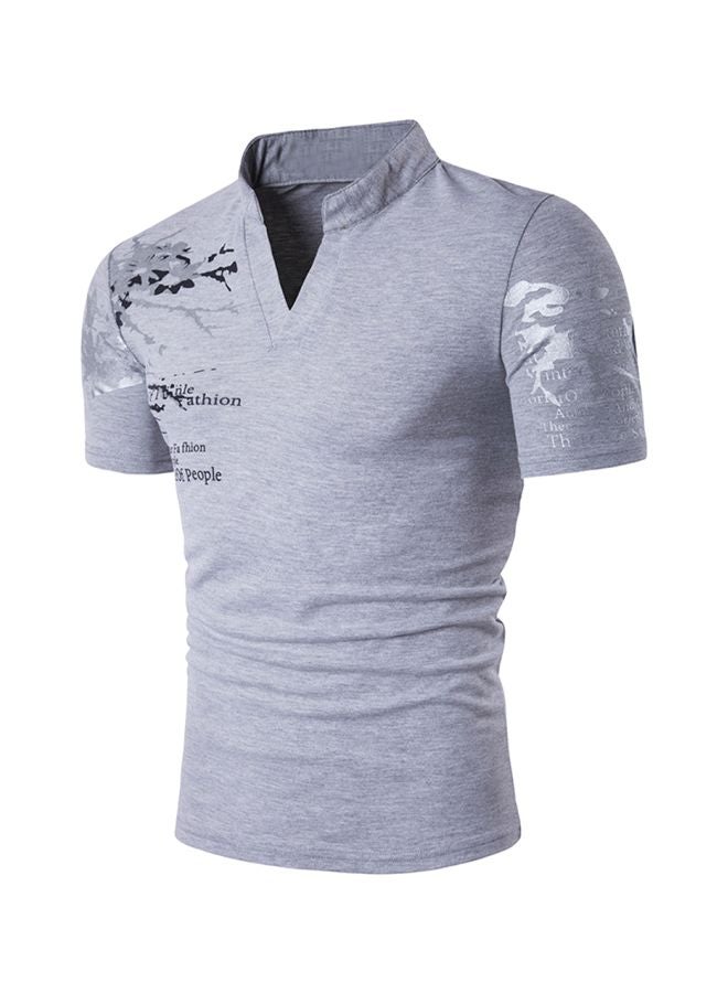 Printed Slim Fit T-Shirt Grey 