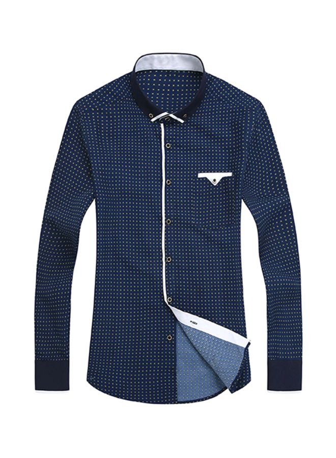 Polka Dots Printed Slim Fit Shirt Blue/White 