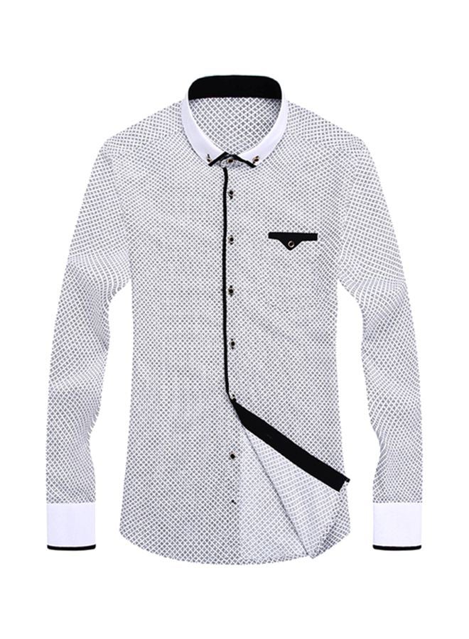 Polka Dots Printed Slim Fit Shirt White/Black 