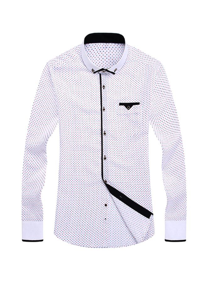 Polka Dots Printed Slim Fit Shirt White/Black