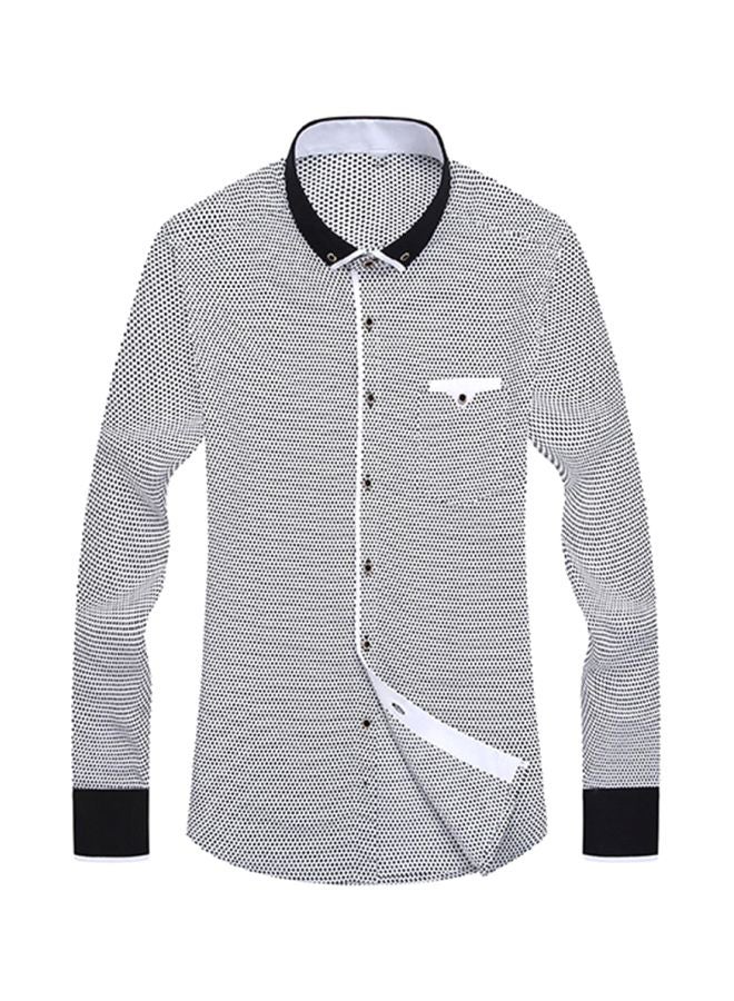 Polka Dots Printed Slim Fit Shirt White/Black 