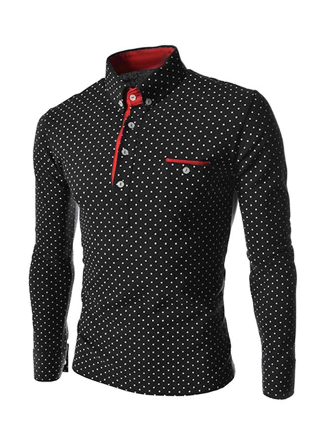 Polka Dot Printed T-Shirt Black  - Image 1