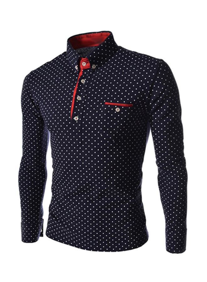 Polka Dot Printed T-Shirt Navy Blue 