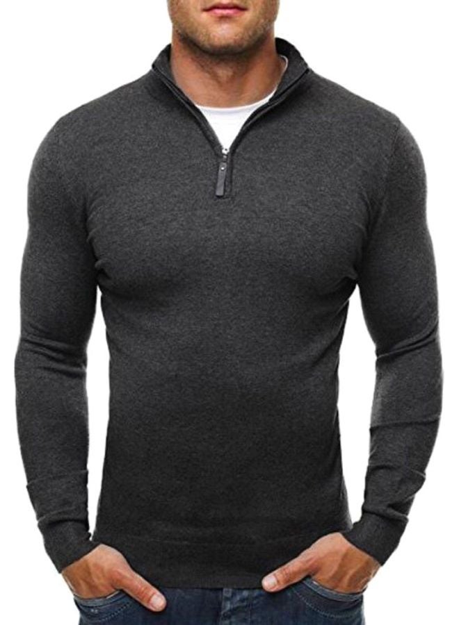 Solid Knitwear Sweatshirt Grey - Image 1