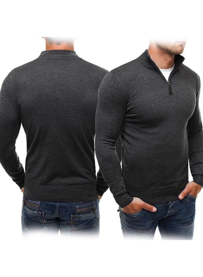 Solid Knitwear Sweatshirt Grey - Image 2