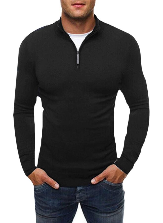 Solid Knitwear Sweatshirt Black - Image 1