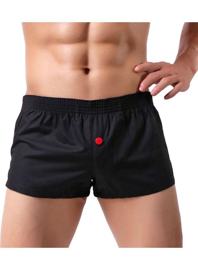 Solid Buttoned Boxers Black