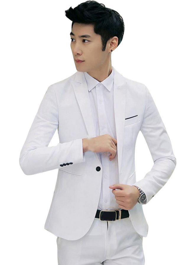 Slim Lapel Coat White  - Image 1