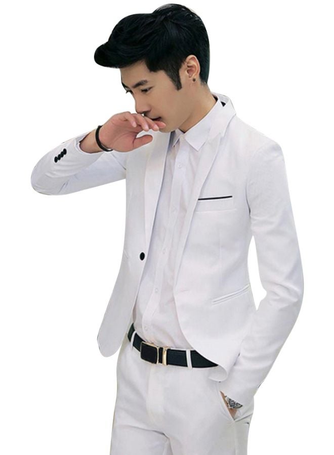 Slim Lapel Coat White  - Image 2