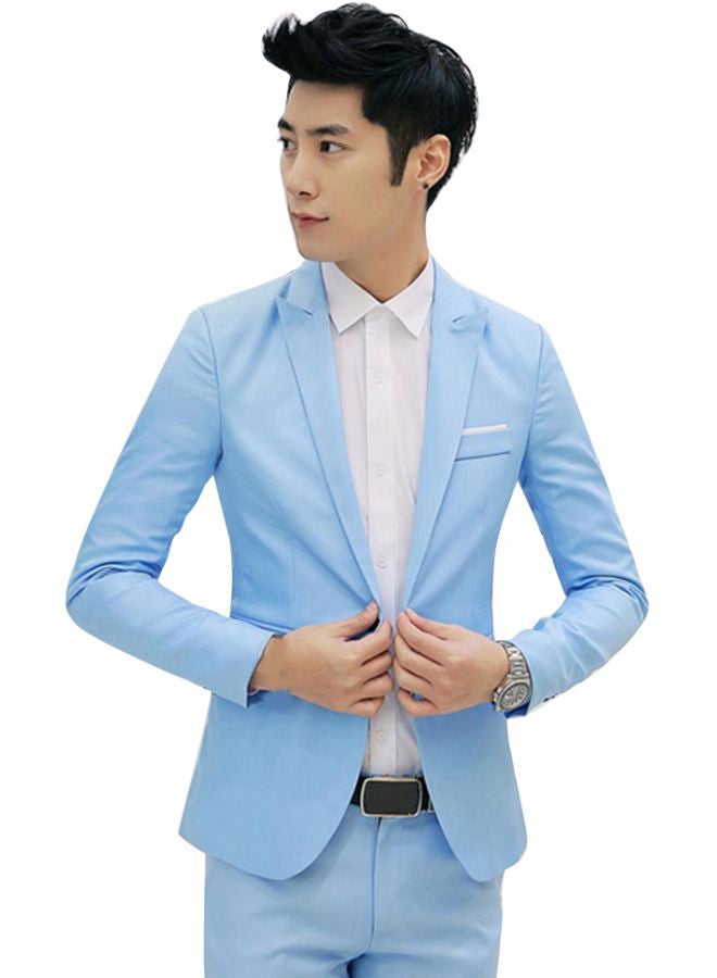 معطف بطية صدر رفيعة أزرق سماوي