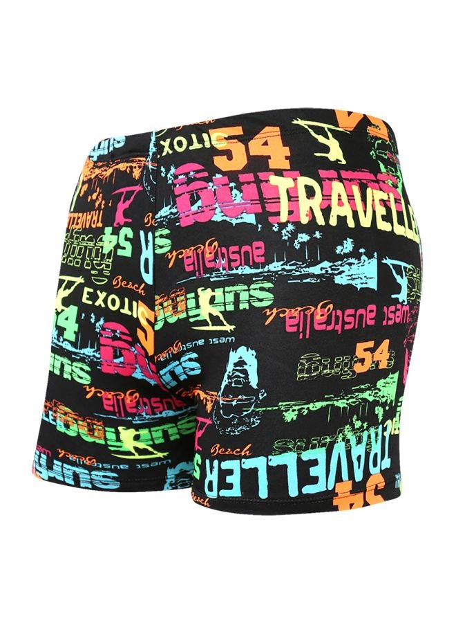 Printed Swimming Trunks 908-19 Black/Blue/Pink 