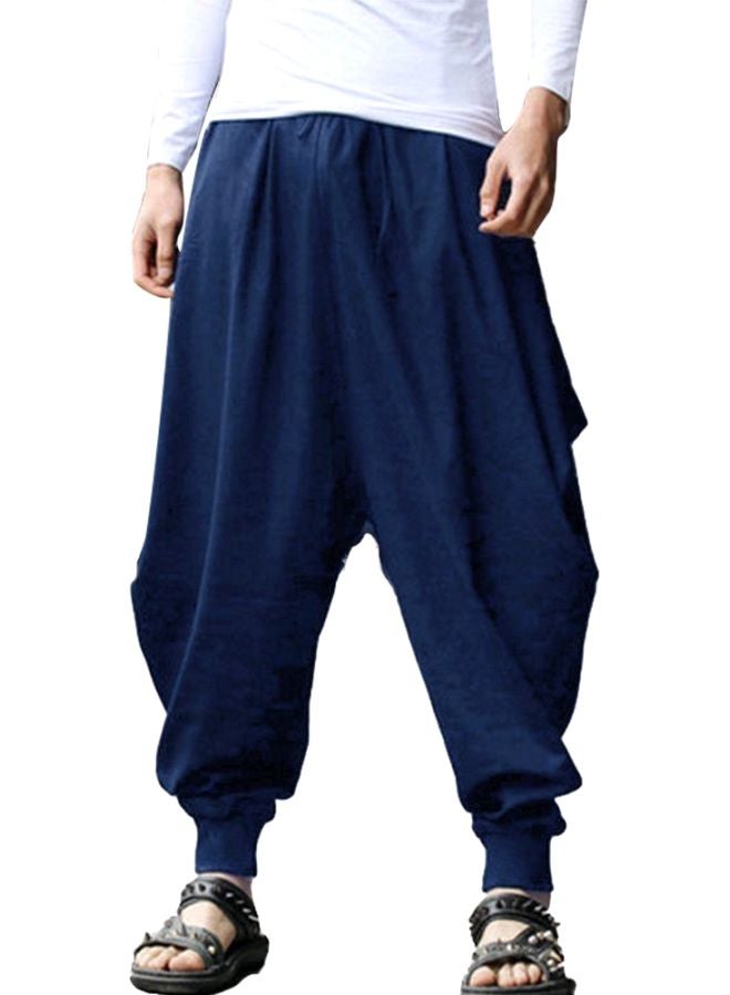 Solid Vintage Harem Pants Navy Blue 