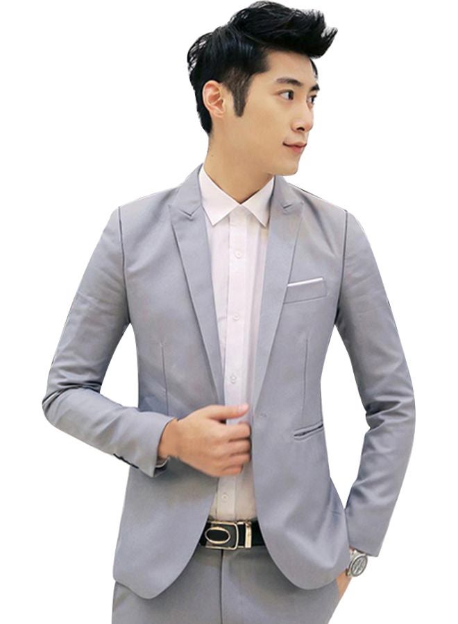 معطف رفيع بطية صدر. رمادي