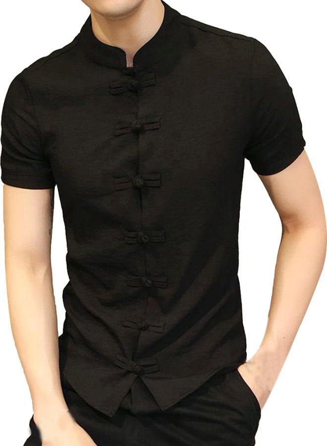 Generic - Tang Short Sleeve Kung Fu Shirt Black - Image 1