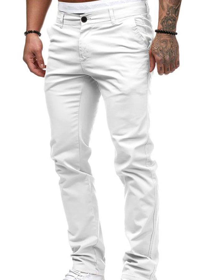Solid Straight Pants White - Image 3