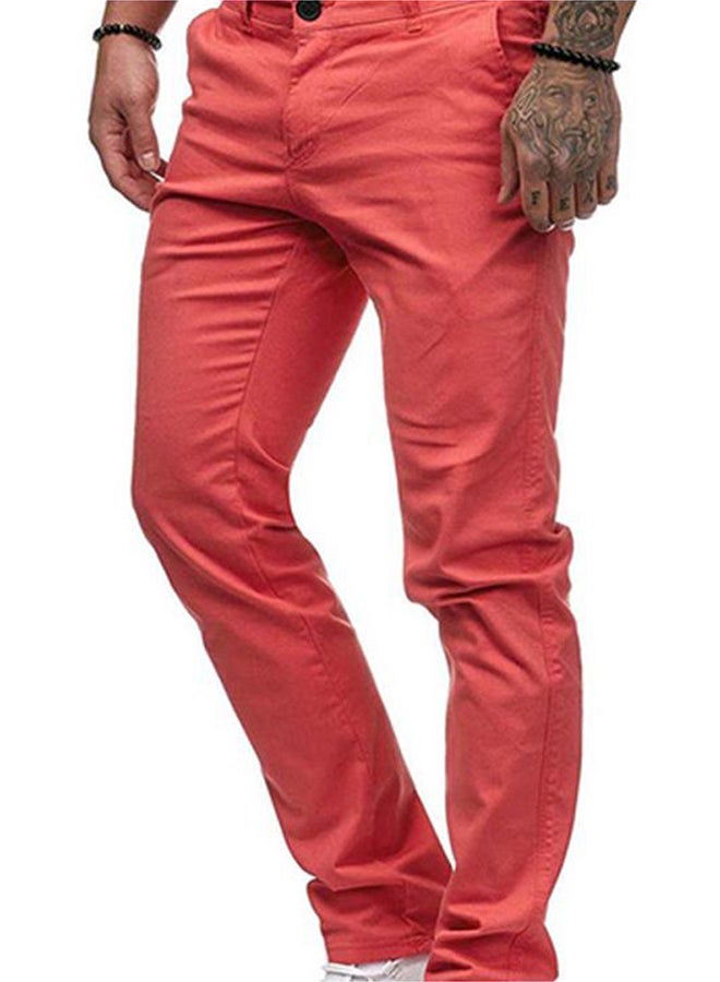 بنطال سادة بقصة مستقيمة وردي - Image 2