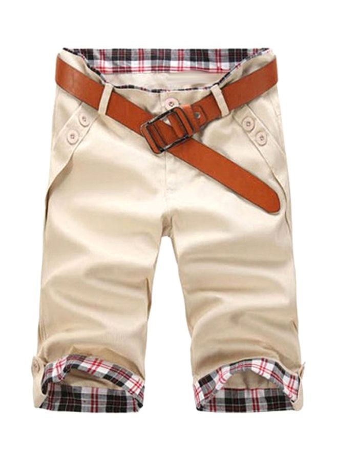 Turn Up Cuff Shorts Beige 
